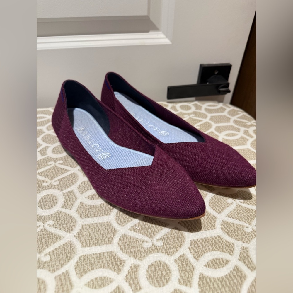 Rothy’s Aubergine Merino Points Size 9 Purple Burgandy Pointed Toe Flats Slip-on